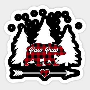 Paw Paw Bear Buffalo Plaid Christmas Matching Family Pajama Sticker
